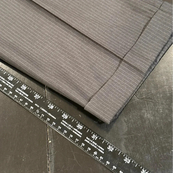 🍀2/$22 Axist 34x32 Pleated Front Pinstriped Cuffed Hem Black Dress Pants Mens - Picture 12 of 12